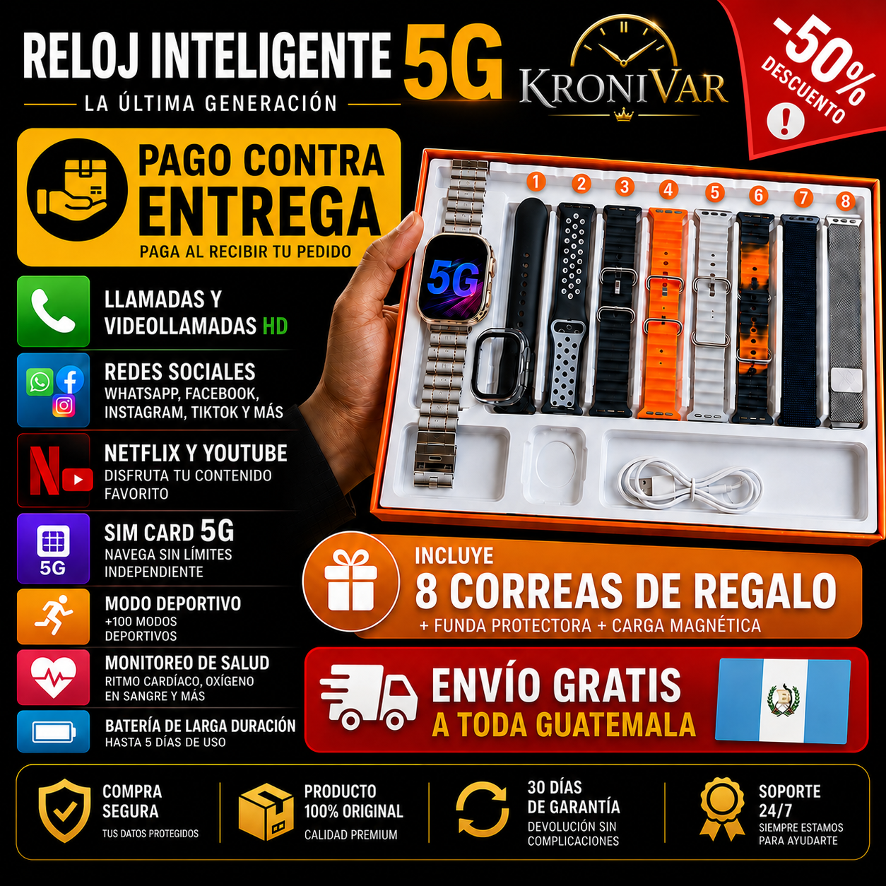 ⌚ RELOJ INTELIGENTE 2026 - TEN UN MINI CELULAR EN TU MUÑECA CON SIMCARD Y 2 CÁMARAS + 8 Correas de regalo! 🎁